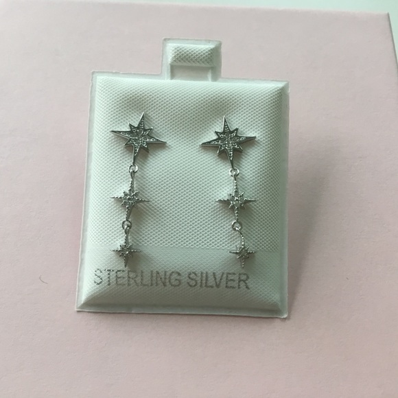 Sale $18 Firm! Sterling Silver rhodium plated Star Earrings - Picture 11 of 14